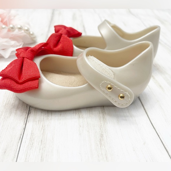 Mini Melissa Ultragirl Sweet Mary Jane Red Bow Strap Shoes Size 5 - Picture 3 of 8